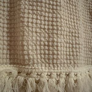 SHEIN Cream Textured Fringe Top